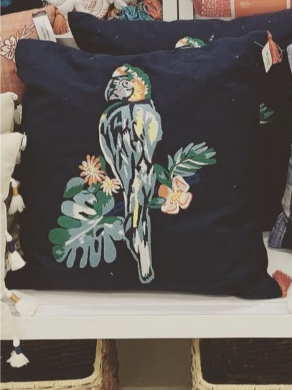 Opalhouse Navy Parrot Accent Pillow